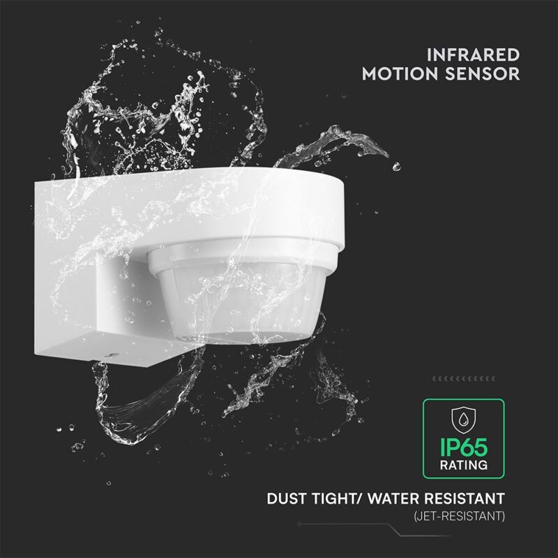 Ανιχνευτής Κίνησης PIR V-TAC Επίτοιχος Λευκός IP65 1000W 5yrs Wty- 24111