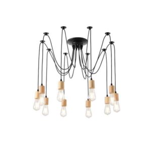 ΦΩΤΙΣΤΙΚΟ ΚΡΕΜΑΣΤΟ ΞΥΛO-ΜΕΤΑΛΛΟ 10ΦΩΤΟ 10XΕ27 1000X1000X510mm ΜΑΥΡΟ ARTE ILLUMINA EDISON EUROLAMP – 144-30123