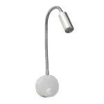 GloboStar® READING 00859 Μοντέρνο Μεταλλικό Φωτιστικό Τοίχου Απλίκα Reading Light CREE LED 3W 300lm 35° AC 85-265V Μονόφωτο Ασημί με Ρυθμιζόμενο Σώμα Σπιράλ & Διακόπτη On / Off Θερμό Λευκό 2700K Μ6.5 x Π20 x Υ20cm