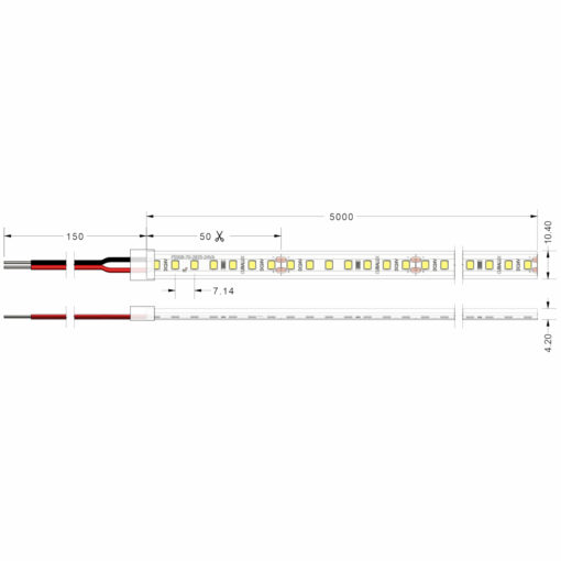 Ταινία LED Emphasis 19,2W 24V CRI90 IP67 140 LED/m 3000K 5m (10.4mm) CUBALUX – 2-CL770134