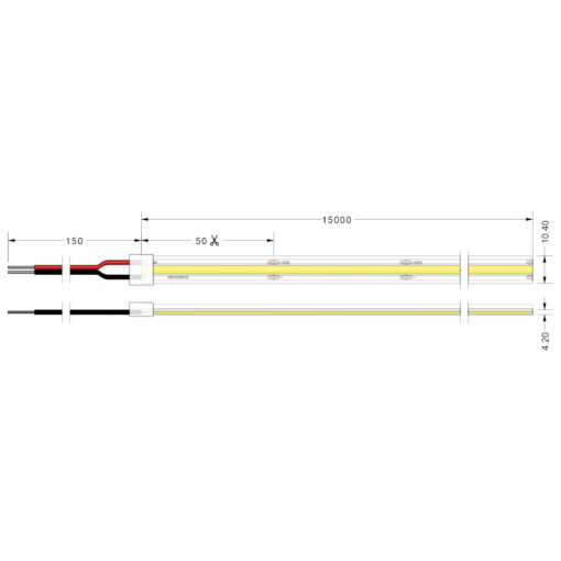 Ταινία LED TΩRA COB IC 7W 24V CRI90 IP67 480 led/m 4000K 15m (8mm) CUBALUX – 2-CL502100