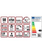 ΠΡΟΒΟΛΕΑΣ LED DOB 50W 3CCT(3000/4000/6500K) 180-265V 4750m 120° IP66 ΑΝΘΡΑΚΙ UNIVERSE UNIVERSE – 1-U016056