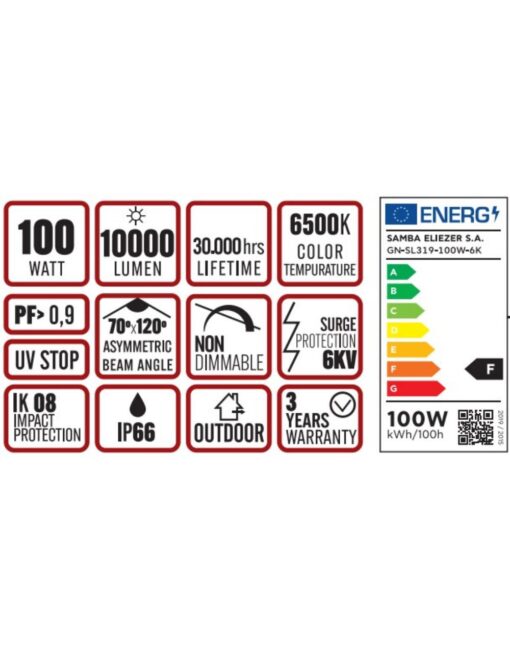 ΦΩΤΙΣΤΙΚΟ ΔΡΟΜΟΥ LED SMD DOB 100W 6500K 180-265V 10000lm 70°x140 IP66 ΑΝΘΡΑΚΙ UNIVERSE UNIVERSE – 1-U016124