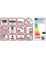 ΚΑΜΠΑΝΑ LED SMD PROFESSIONAL 100W 3CCT(3000/4000/6500K) 100-300V 10000lm 90° IP65 ΑΝΘΡΑΚΙ UNIVERSE UNIVERSE – 1-U016131