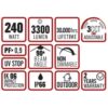 ΠΡΟΒΟΛΕΑΣ LED ME ΗΛΙΑΚΟ ΠΑΝΕΛ SMD PROFESSIONAL 240W 3CCT(3000/4000/6500K) 3300lm 90° IP65 ΑΝΘΡΑΚΙ UNIVERSE UNIVERSE – 1-U016216