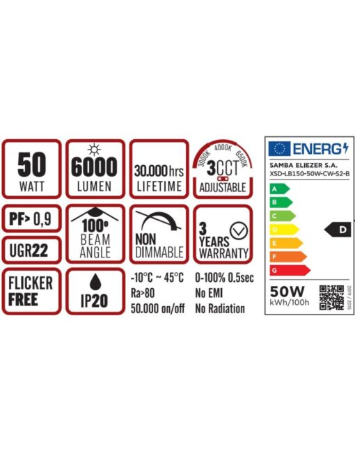 MODULAR ΓΡΑΜΜΙΚΟ ΦΩΤΙΣΤΙΚΟ LED 1500x55x55 50W 3CCT (3000/4000/6500 K) 6000lm AC170-265V AΛΟΥΜΙΝΙΟΥ ΛΕΥΚΟ UNIVERSE UNIVERSE – 1-U016339