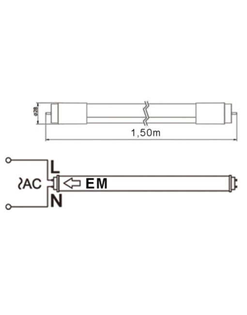 ΛΑΜΠΑ LED SMD T8 G13 24W 150cm 6500K (ΜΟΝΗΣ ΤΡΟΦΟΔΟΣΙΑΣ) 165-265V 2400lm 330° UNIVERSE UNIVERSE – 2-U011747