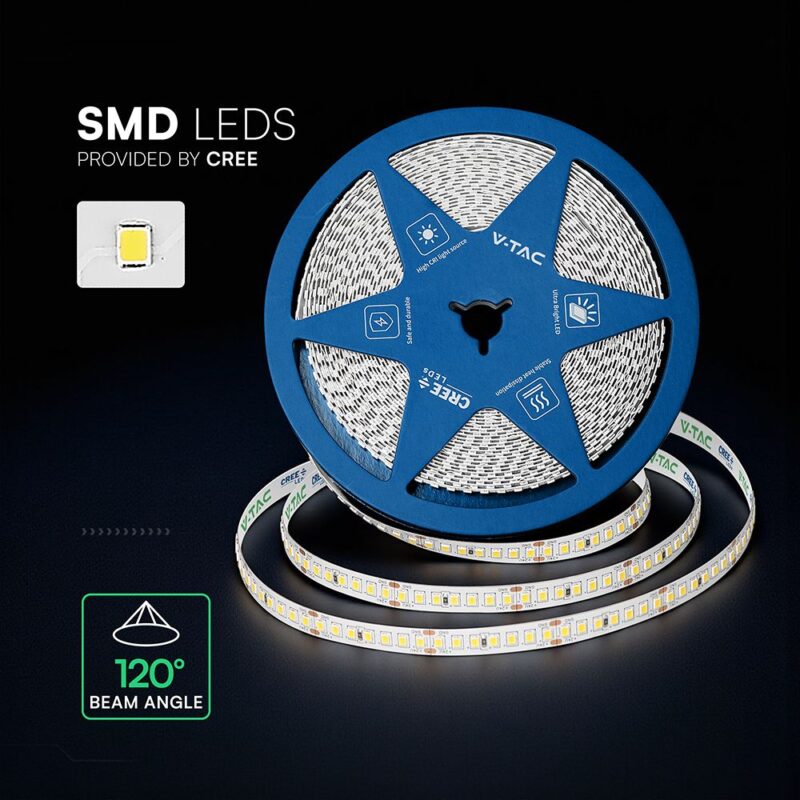 LED Ταινία 12W V-TAC Cree Chip Dimmable 24V 1440m/m CRI>90 Ψυχρό Λευκό 6500K 6yrs Wty 10 Μέτρα – 2125986