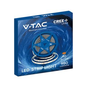 LED Ταινία 12W V-TAC Cree Chip Dimmable 24V 950m/m CRI>90 Θερμό Λευκό 3000K 6yrs Wty 10 Μέτρα – 2126226