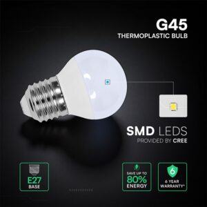 LED Λάμπα E27 G45 3.7W V-TAC Cree Chip 320lm Θερμό Λευκό 3000K 6yrs Wty – 2141606