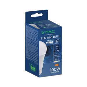 LED Λάμπα E27 A65 15W V-TAC Cree Chip 1521lm Ψυχρό Λευκό 6400K 6yrs Wty – 2144556