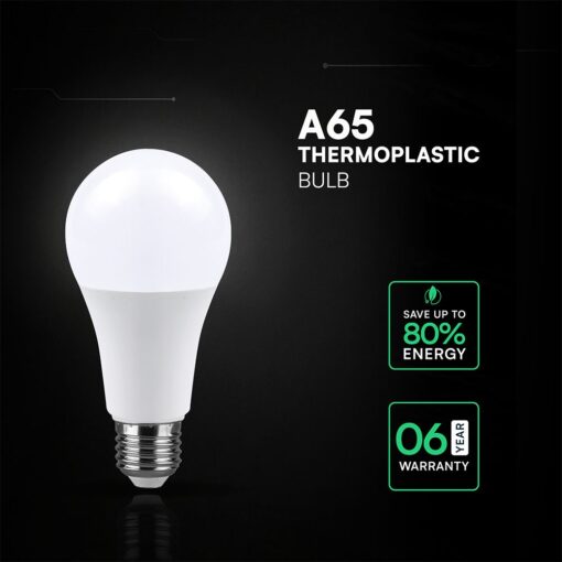 LED Λάμπα E27 A65 15W V-TAC Cree Chip 1521lm Ψυχρό Λευκό 6400K 6yrs Wty – 2144556