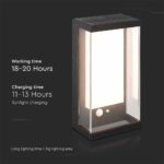Ηλιακό Φωτιστικό Τοίχου LED 1W Μαύρο Θερμό 3000K με Ανιχνευτή Κίνησης IP54 V-TAC – 23032