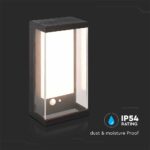 Ηλιακό Φωτιστικό Τοίχου LED 1W Μαύρο Θερμό 3000K με Ανιχνευτή Κίνησης IP54 V-TAC – 23032