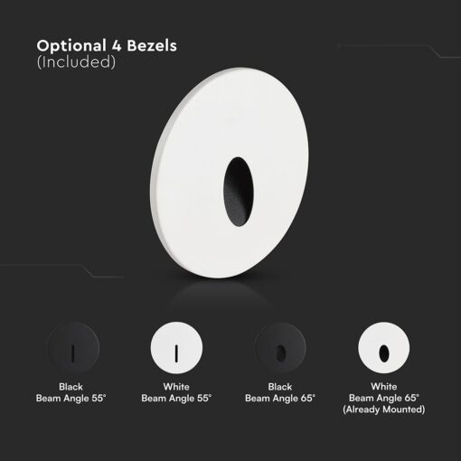 Φωτιστικό Διαδρόμου/Σκαλοπατιών Χωνευτό 3W LED CCT με 4 Διαφορετικές Προσόψεις Λευκό/Μαύρο IP65 Στρογγυλό V-TAC – 24010