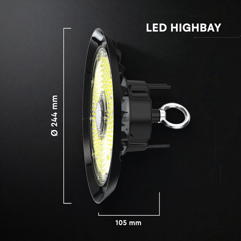 100W LED Καμπάνα UFO Μαύρη Cree Chip 13500lm Ψυχρό Λευκό 6500K IP65 6yrs Wty V-TAC – 240746