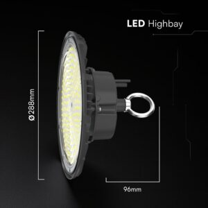 LED Καμπάνα 200W Dimmable V-TAC Pro Μαύρη 27000lm Φυσικό Λευκό 4000K IP65 – 24079