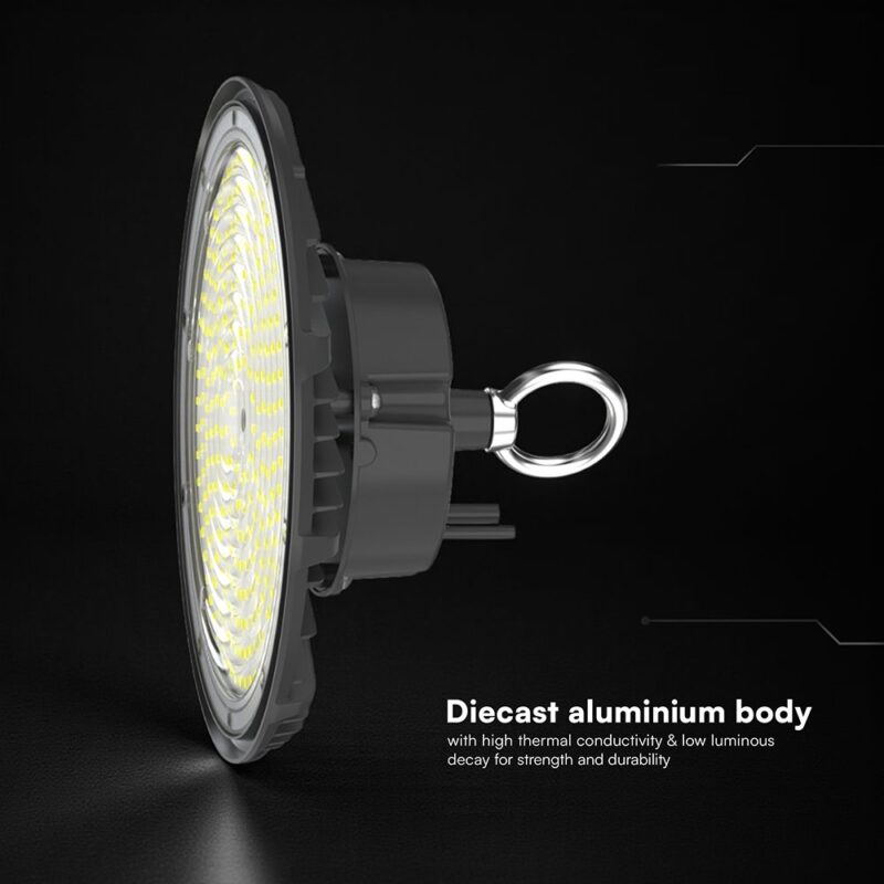 LED Καμπάνα 200W Dimmable V-TAC Pro Μαύρη 27000lm Φυσικό Λευκό 4000K IP65 – 24079