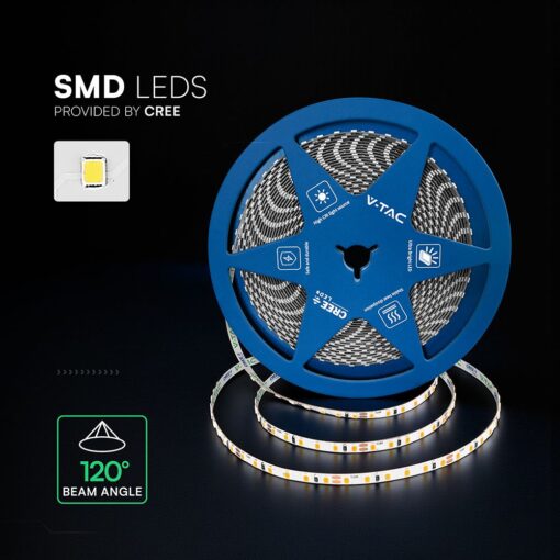 LED Ταινία 8W V-TAC Cree Chip Dimmable 24V 800lm/m CRI>90 Ψυχρό Λευκό 6500K 6yrs Wty 10 Μέτρα – 240826
