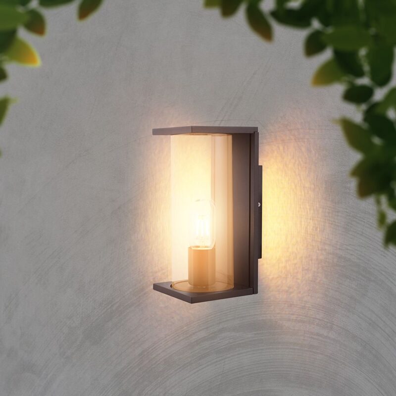 Φωτιστικό Τοίχου Κήπου Βεράντας 1xE27 Μαύρο με Διάφανο Γυαλί IP44 V-TAC – 24087