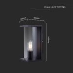 Φωτιστικό Τοίχου Κήπου Βεράντας 1xE27 Μαύρο με Διάφανο Γυαλί IP44 V-TAC – 24087