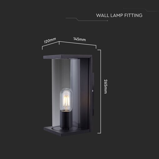 Φωτιστικό Τοίχου Κήπου Βεράντας 1xE27 Μαύρο με Διάφανο Γυαλί IP44 V-TAC – 24087