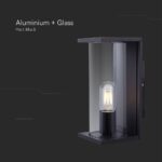 Φωτιστικό Τοίχου Κήπου Βεράντας 1xE27 Μαύρο με Διάφανο Γυαλί IP44 V-TAC – 24087