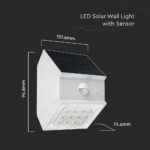 2.5W LED Ηλιακό Φωτιστικό Τοίχου Λευκό με Ανιχνευτή Κίνησης CCT  IP65 V-TAC – 24097