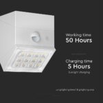 2.5W LED Ηλιακό Φωτιστικό Τοίχου Λευκό με Ανιχνευτή Κίνησης CCT  IP65 V-TAC – 24097