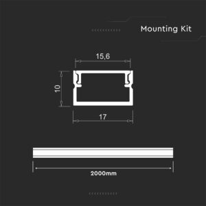 Προφίλ Αλουμινίου για LED Ταινίες με Οπάλ Κάλυμμα 2m 17x10mm V-TAC – 24107
