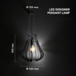 Κρεμαστό Φωτιστικό 1xE27 Φ420 Μαύρο Ματ V-TAC 24114VT