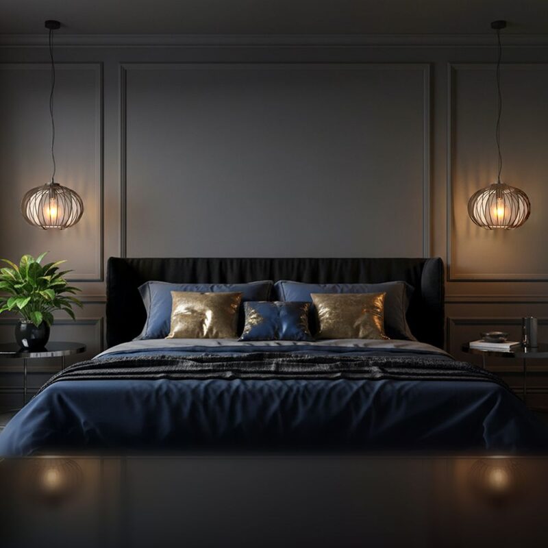 V-TAC – 24116 Κρεμαστό Φωτιστικό 1x E27 με Πλέγμα Φ400 Μαύρο Ματ