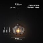 V-TAC – 24116 Κρεμαστό Φωτιστικό 1x E27 με Πλέγμα Φ400 Μαύρο Ματ