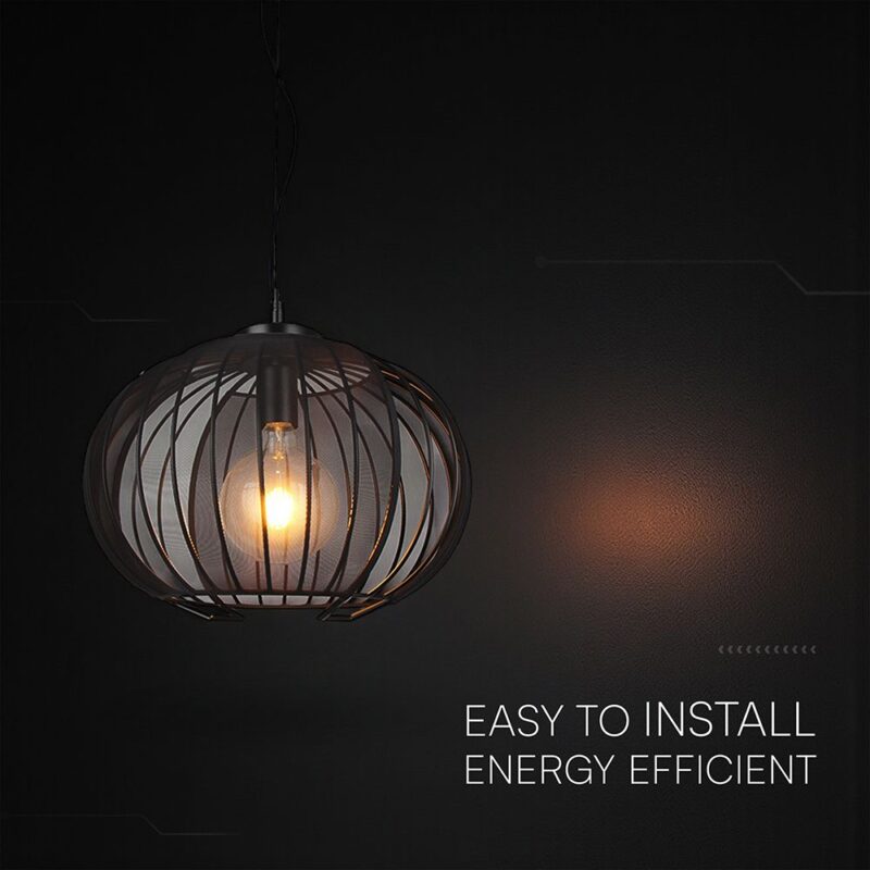 V-TAC – 24116 Κρεμαστό Φωτιστικό 1x E27 με Πλέγμα Φ400 Μαύρο Ματ