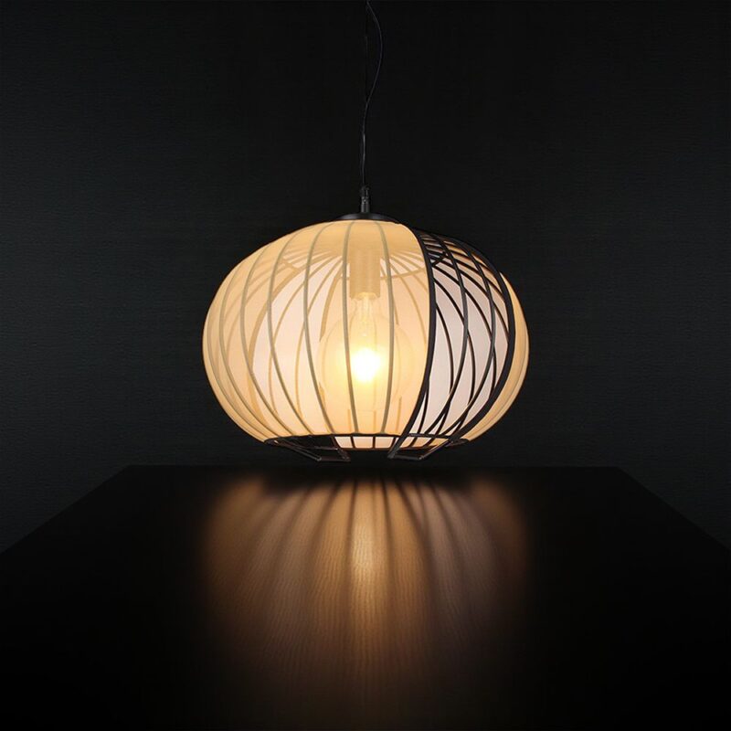 V-TAC – 24117 Κρεμαστό Φωτιστικό 1x E27 με Πλέγμα Φ400 Μαύρο Ματ & Μπεζ