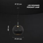 V-TAC – 24118 Κρεμαστό Φωτιστικό Διακοσμητικό Σποτ 1xGU10 με Πλέγμα Φ400 Μαύρο Ματ