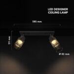 V-TAC – 24120 Decorative Πολύφωτο με 2 Σποτ LED 12W 1440lm 3000K Μαύρο Ματ