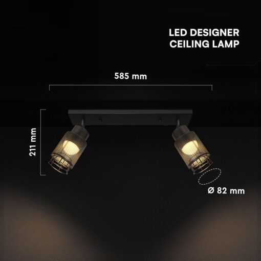 V-TAC – 24120 Decorative Πολύφωτο με 2 Σποτ LED 12W 1440lm 3000K Μαύρο Ματ