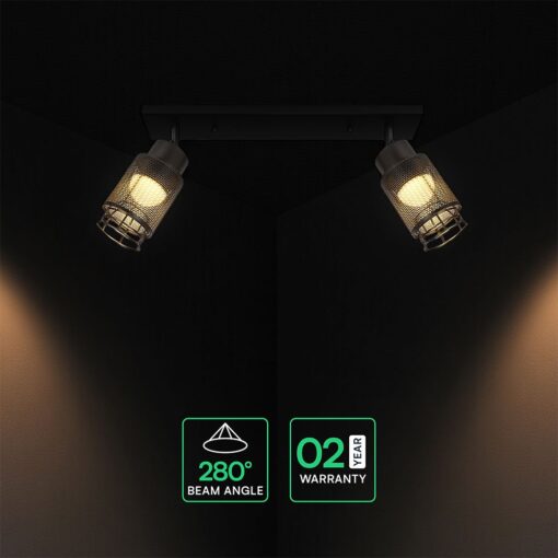V-TAC – 24120 Decorative Πολύφωτο με 2 Σποτ LED 12W 1440lm 3000K Μαύρο Ματ