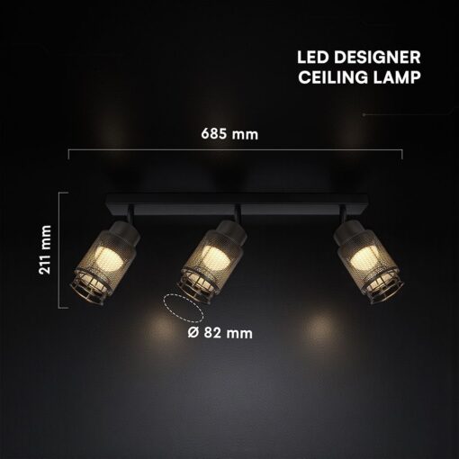V-TAC – 24121 LED Decorative Πολύφωτο με 3 Σποτ 18W 3000K Μαύρο Ματ V-TAC – 24121