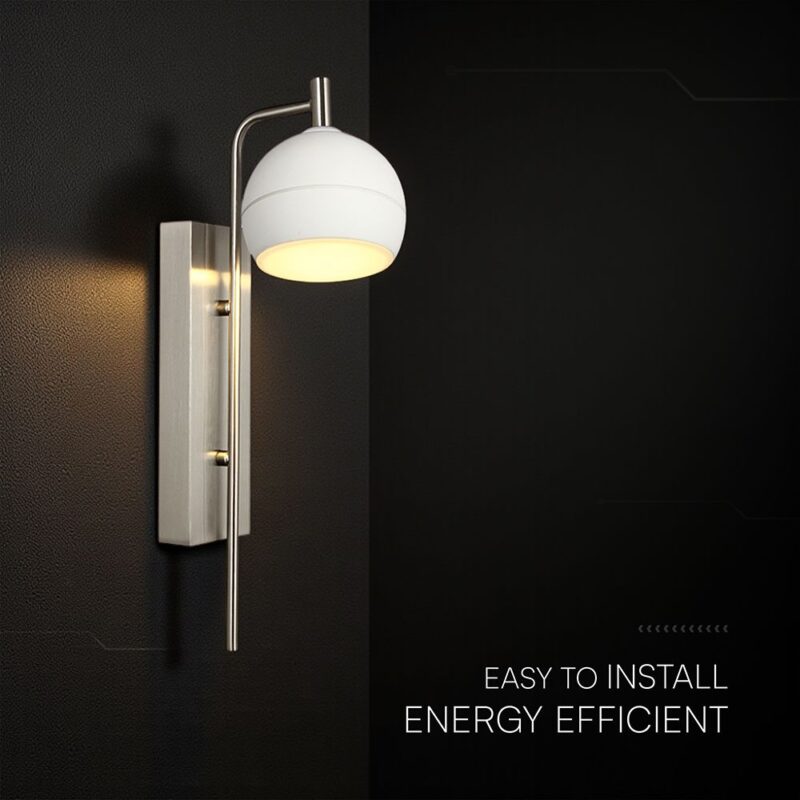 V-TAC – 24128 Φωτιστικό Τοίχου LED 10W 1200lm Θερμό 3000K Νίκελ Ματ & Λευκό