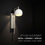 V-TAC – 24128 Φωτιστικό Τοίχου LED 10W 1200lm Θερμό 3000K Νίκελ Ματ & Λευκό