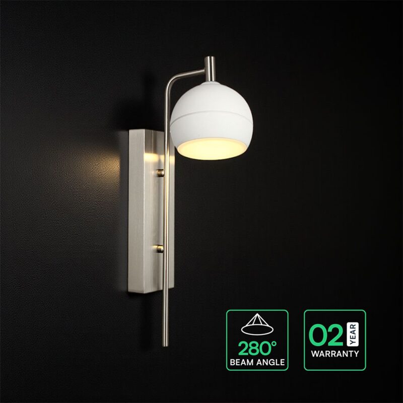 V-TAC – 24128 Φωτιστικό Τοίχου LED 10W 1200lm Θερμό 3000K Νίκελ Ματ & Λευκό