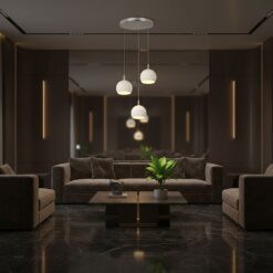 30W LED Decorative Κρεμαστό Φωστικό Ροζέτα Φ250 3600lm 3000K Νίκελ Ματ +Λευκό με 3 Σποτ Φ120 V-TAC – 24129