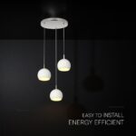 30W LED Decorative Κρεμαστό Φωστικό Ροζέτα Φ250 3600lm 3000K Νίκελ Ματ +Λευκό με 3 Σποτ Φ120 V-TAC – 24129