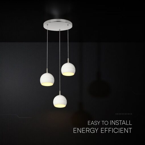 30W LED Decorative Κρεμαστό Φωστικό Ροζέτα Φ250 3600lm 3000K Νίκελ Ματ +Λευκό με 3 Σποτ Φ120 V-TAC – 24129