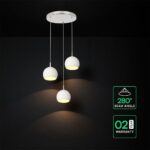 30W LED Decorative Κρεμαστό Φωστικό Ροζέτα Φ250 3600lm 3000K Νίκελ Ματ +Λευκό με 3 Σποτ Φ120 V-TAC – 24129