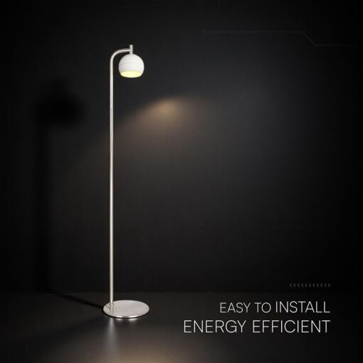 V-TAC – 24131 Φωτιστικό Δαπέδου LED 10W 1200lm Θερμό 3000K Νίκελ Ματ & Λευκό