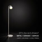 V-TAC – 24131 Φωτιστικό Δαπέδου LED 10W 1200lm Θερμό 3000K Νίκελ Ματ & Λευκό