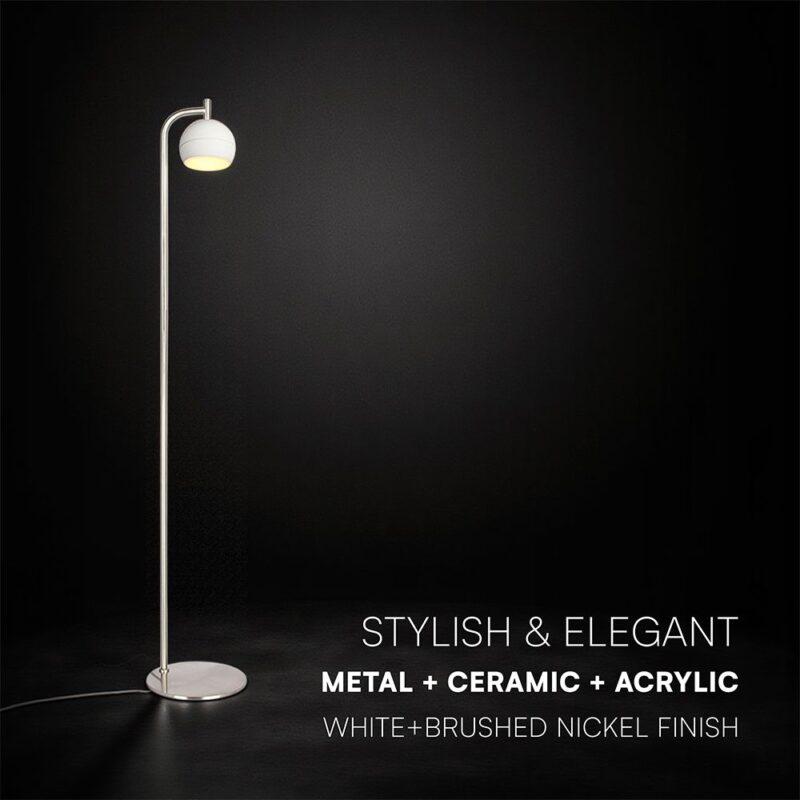 V-TAC – 24131 Φωτιστικό Δαπέδου LED 10W 1200lm Θερμό 3000K Νίκελ Ματ & Λευκό